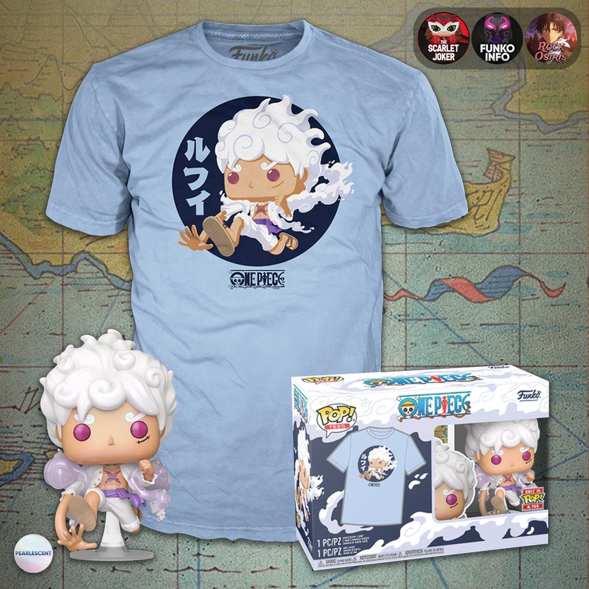Pre-orden Funko Pop &amp; Tee Luffy Gear Five Pearlescent