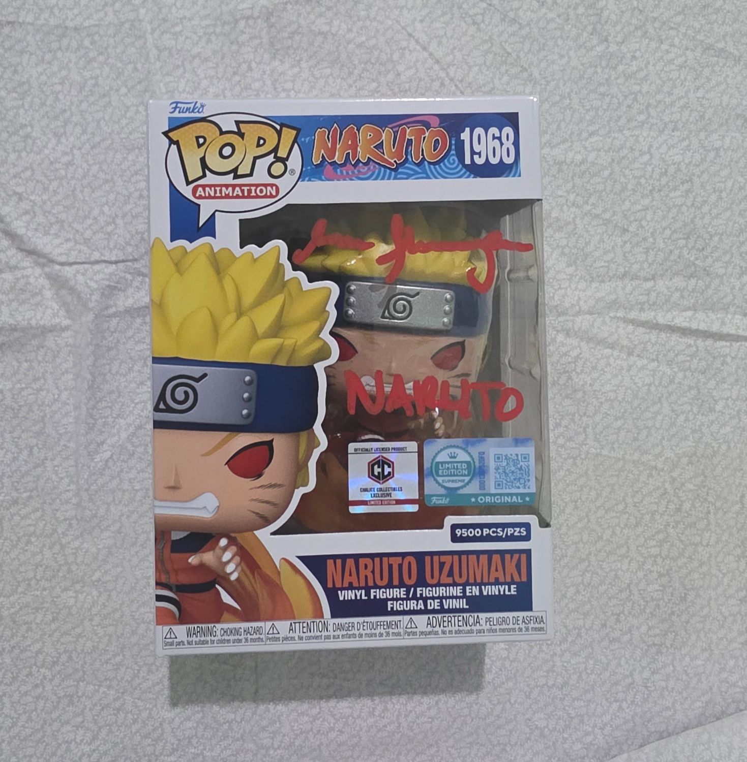 Funko Pop Naruto Uzumaki Exclusivo Chalice Collectibles LE SUPREME Signed