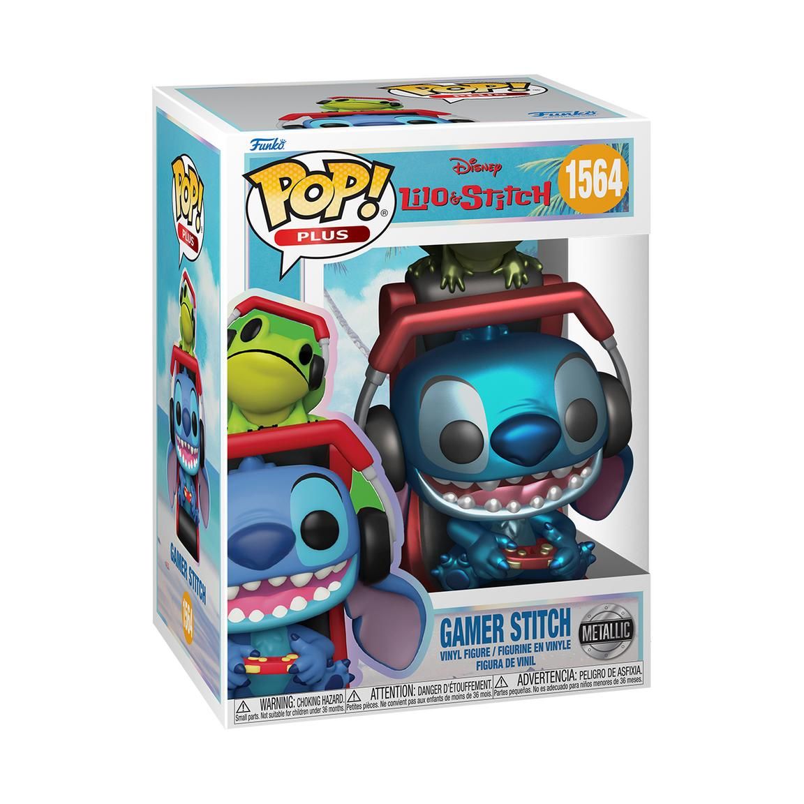 Funko Pop Plus Gamer Stitch Metallic