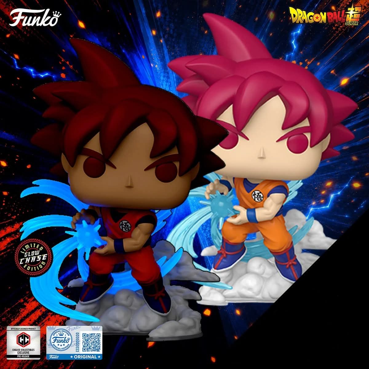 Funko Pop Dragon Ball Super. Super Saiyan God Goku Exclusivo Chalice Collectibles Bundle Chase
