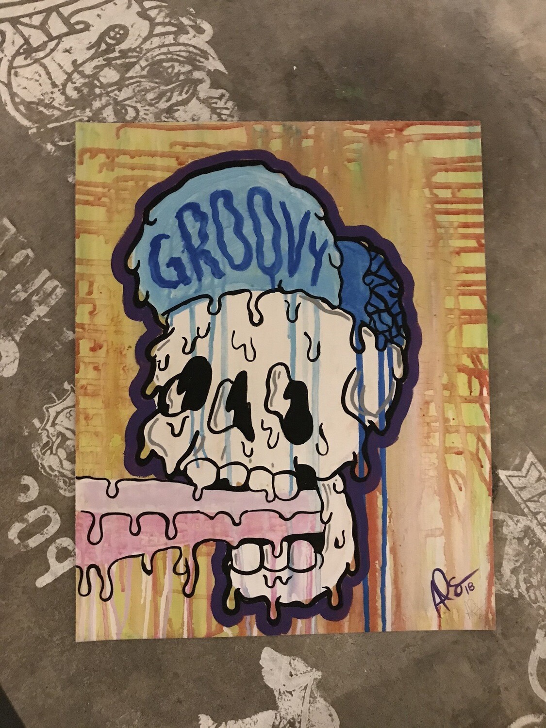 Groovy Melty Skull Print