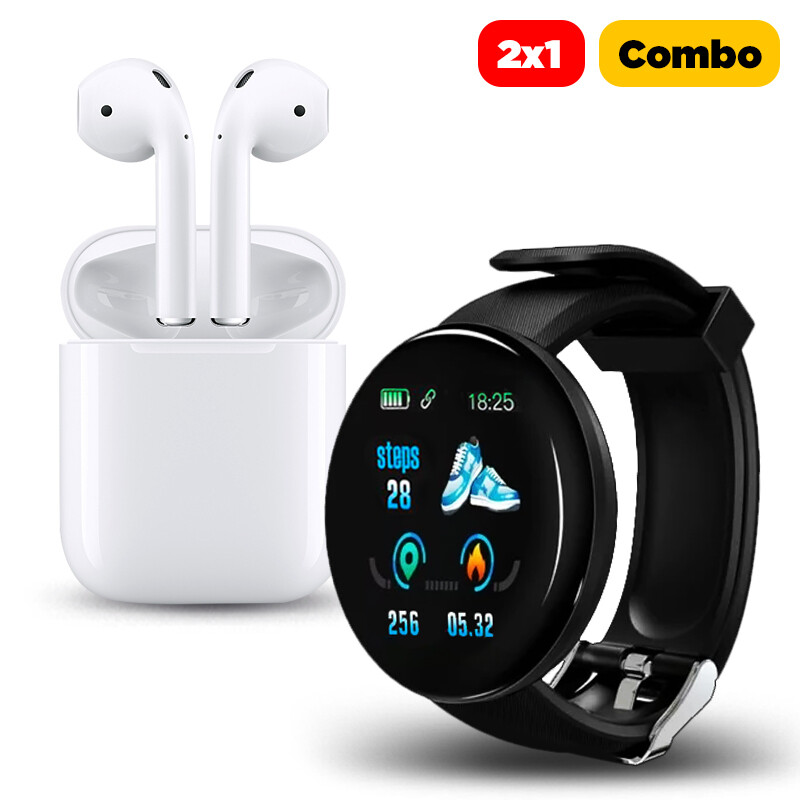 2x1 Smartwatch D18 + AirPods i12 PRO