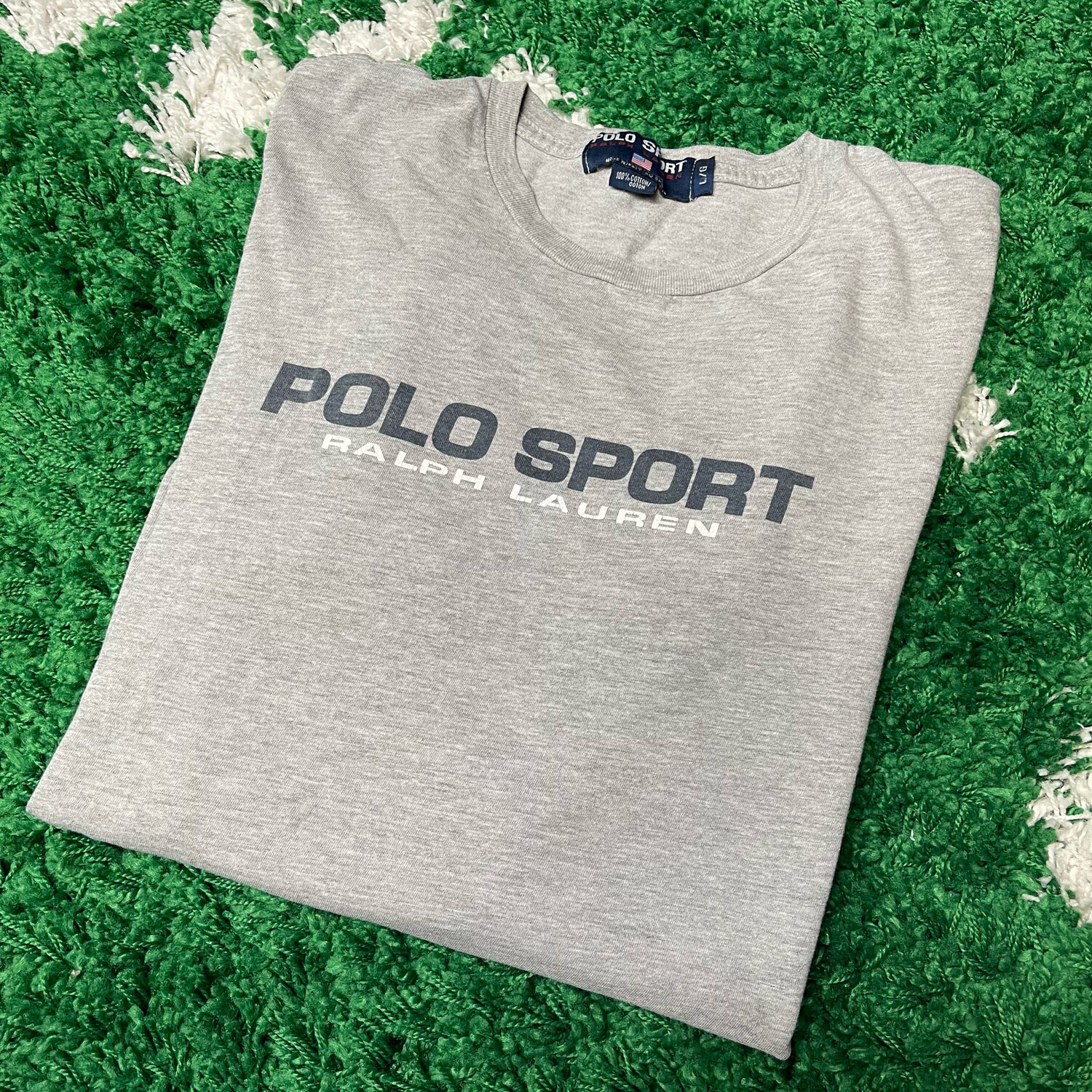 Polo Sport Grey Spellout Tee Size Large