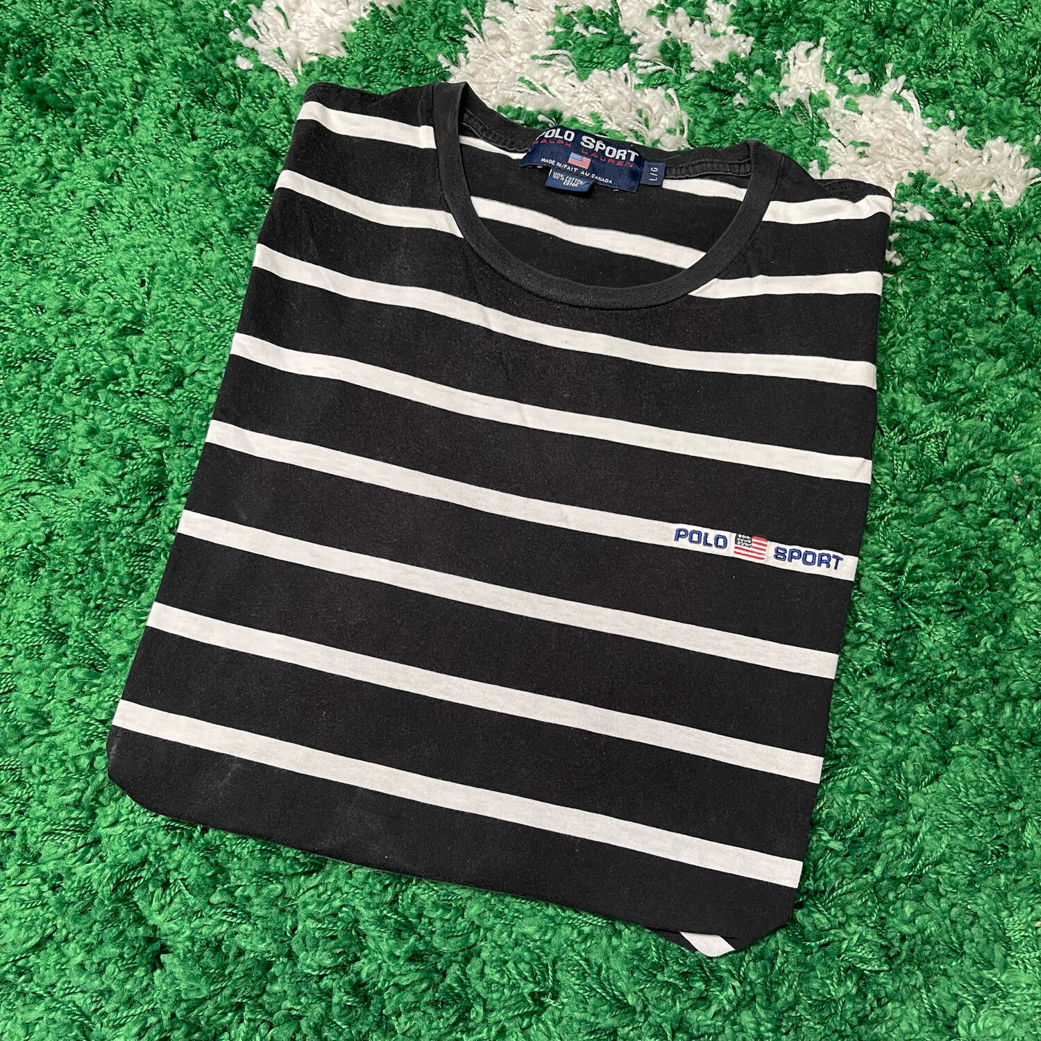 Polo Sport Striped Pocket Logo Tee Size Large