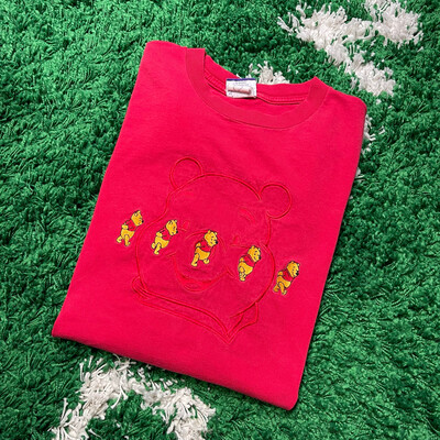 Winnie The Pooh Red Embroidered Tee Size Large