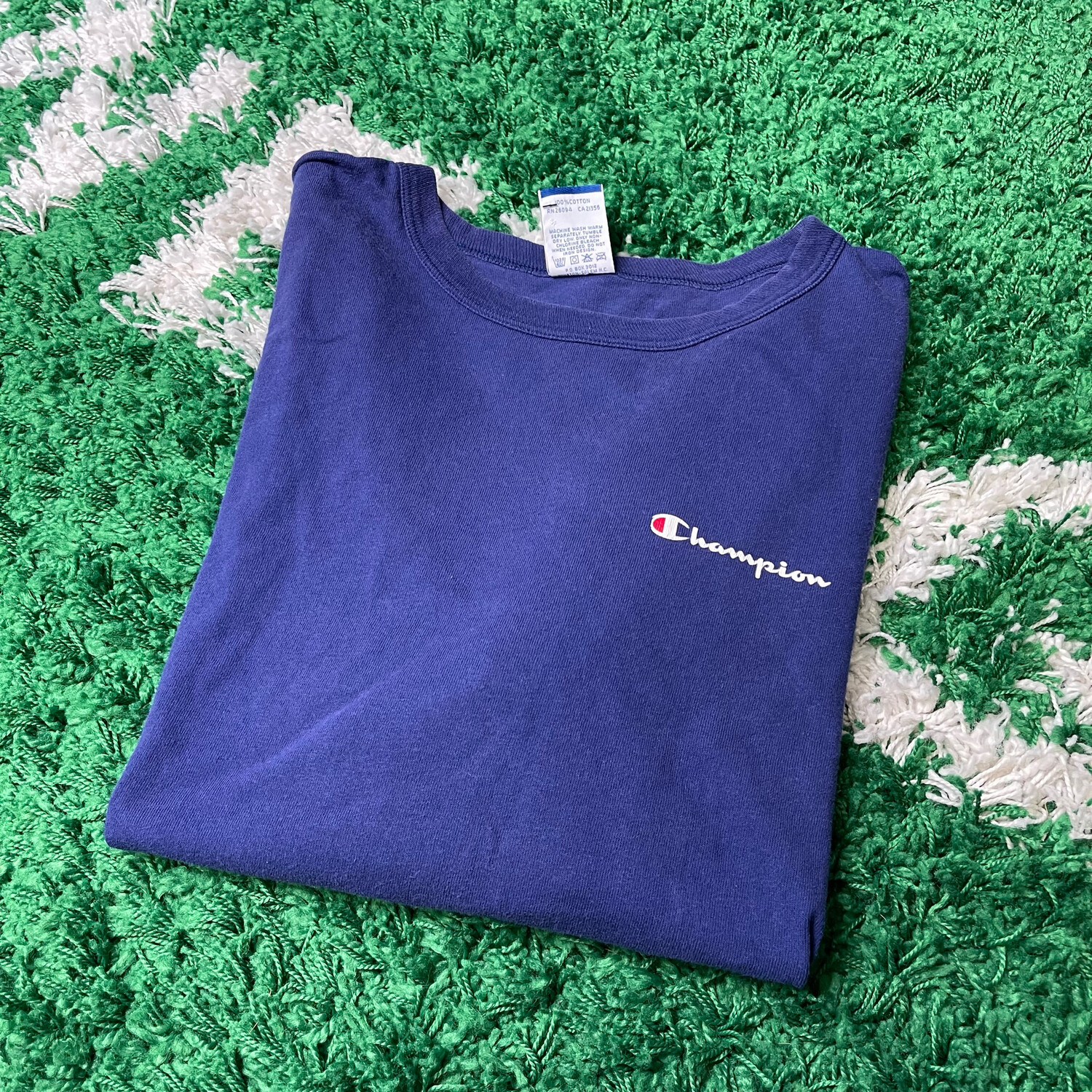 Champion Blue / Purple Pocket Logo Tee Size XL