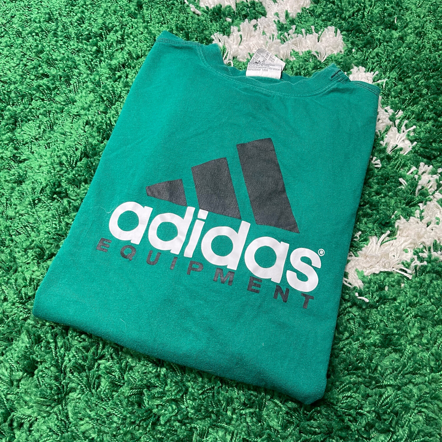 Adidas Equipment Big Logo Green Tee Size XL