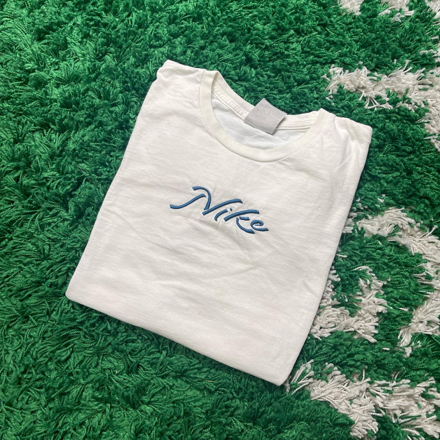 Nike Embroidered Spellout White Blue Size Small