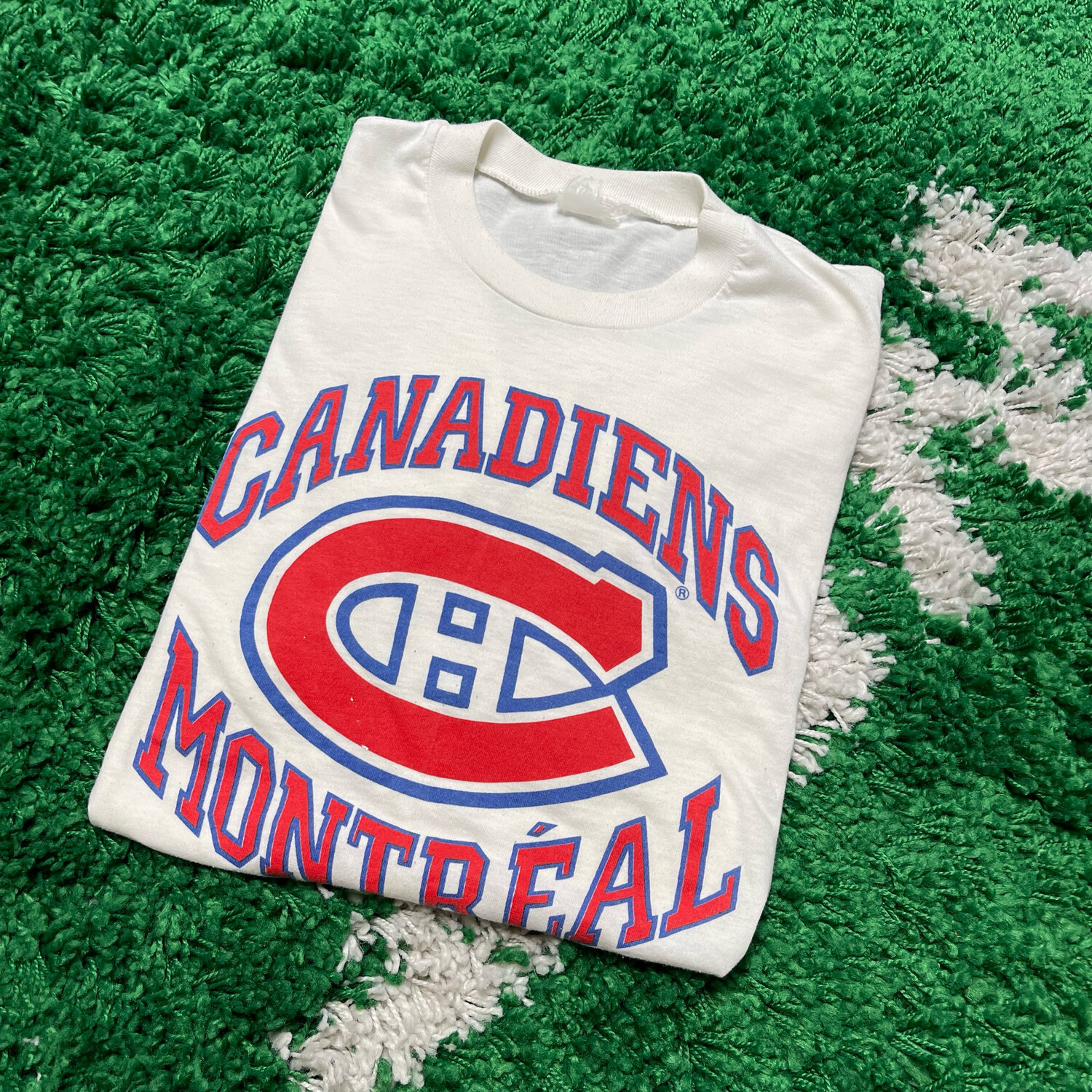 Montreal Canadiens Classic Logo White Tee Size Small