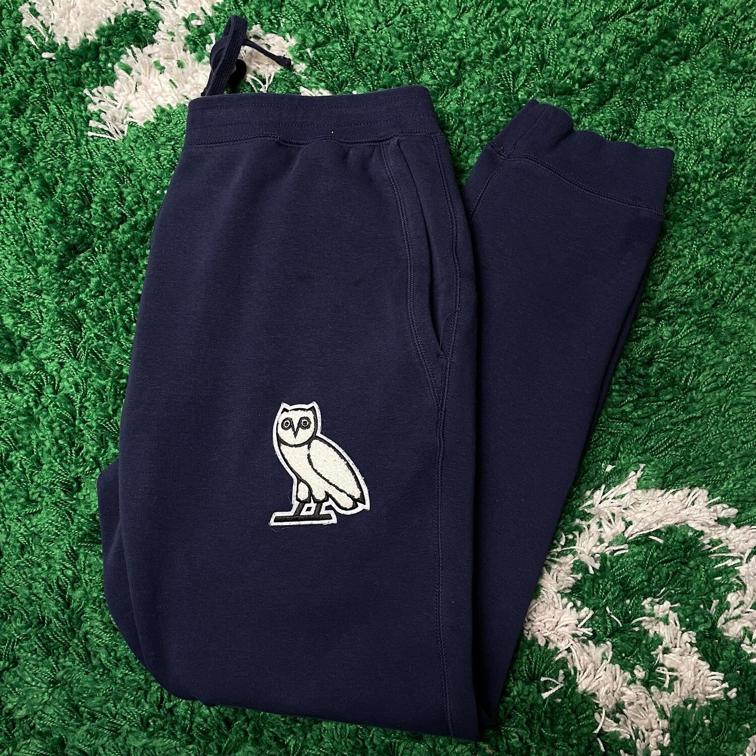 OVO Velour Owl Sweatpants Navy Size Large