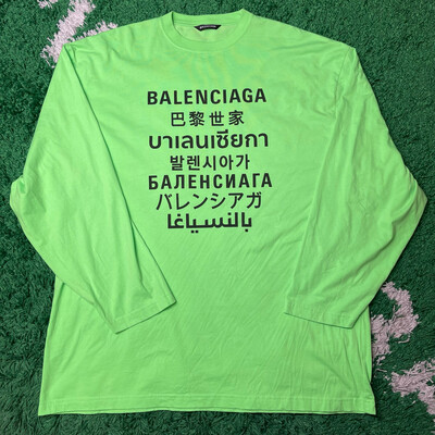 Balenciaga Multi Logo Long Sleeve Shirt Size Large