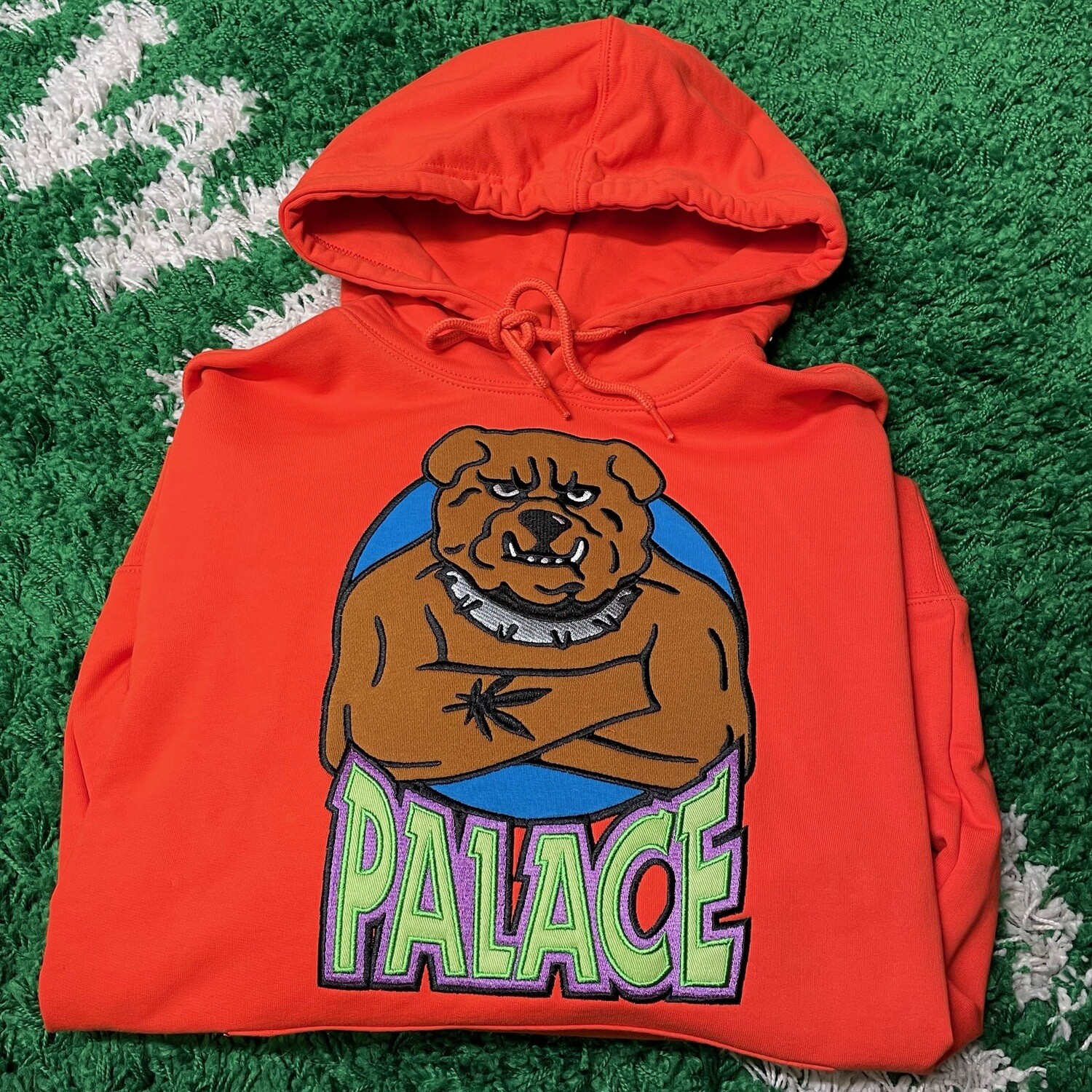 Palace Bulldog Hoodie Orange Size Medium