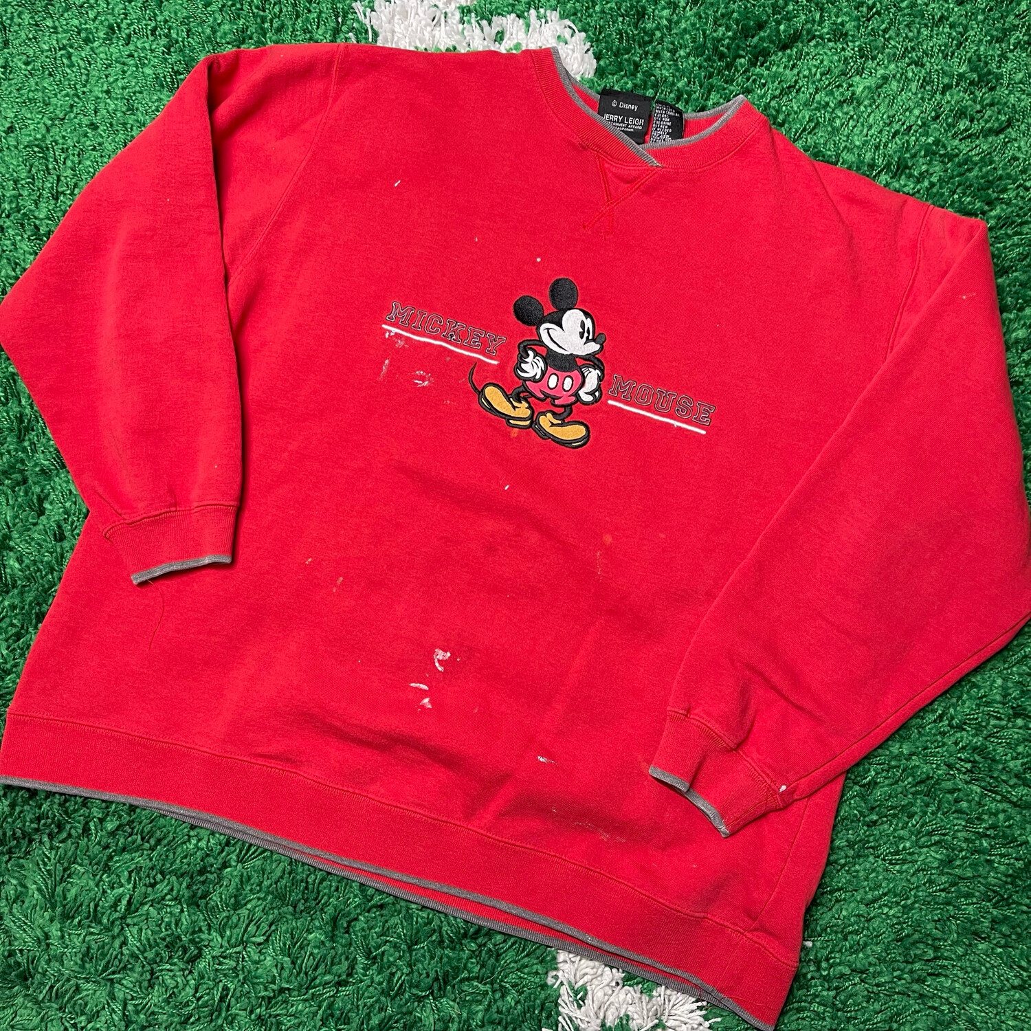 Mickey Mouse Red Embroidered Crewneck Size Medium