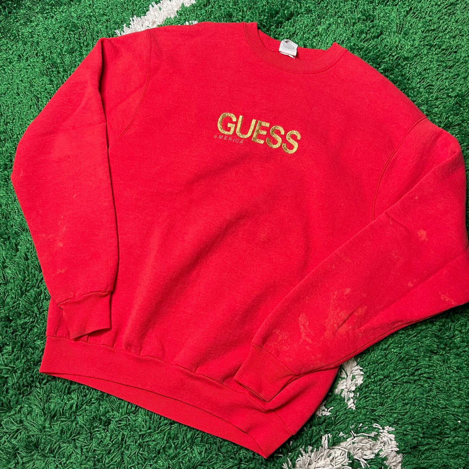 Guess America Red Gold Crewneck Size Large