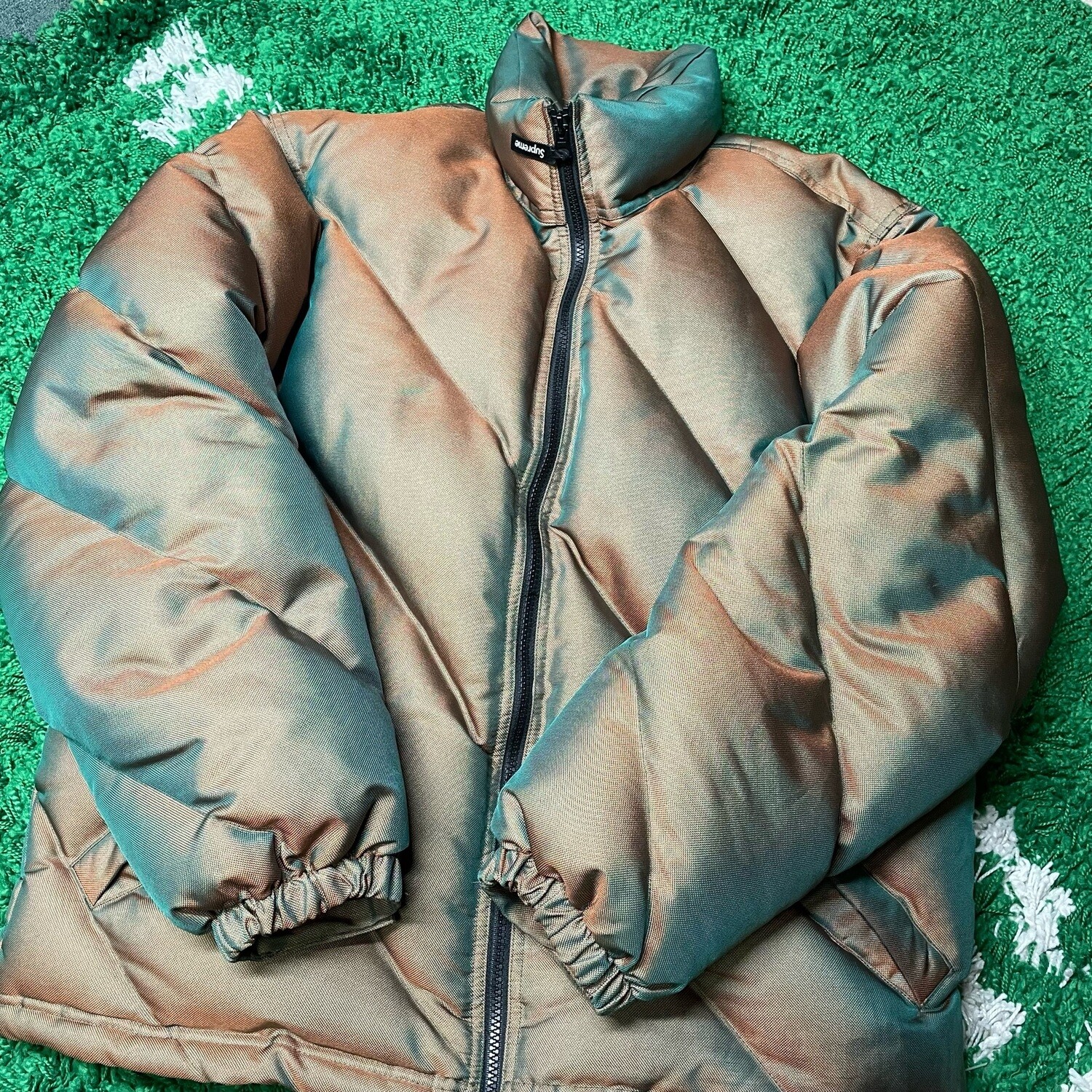 Supreme Iridescent Puffy Jacket Green Size Medium
