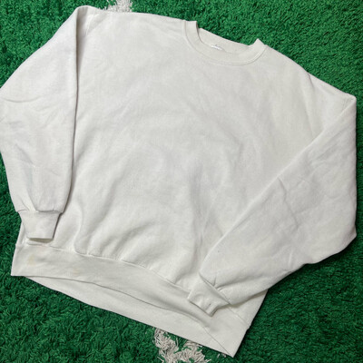 Jerzees Blank White Crewneck Sweatshirt Size XL