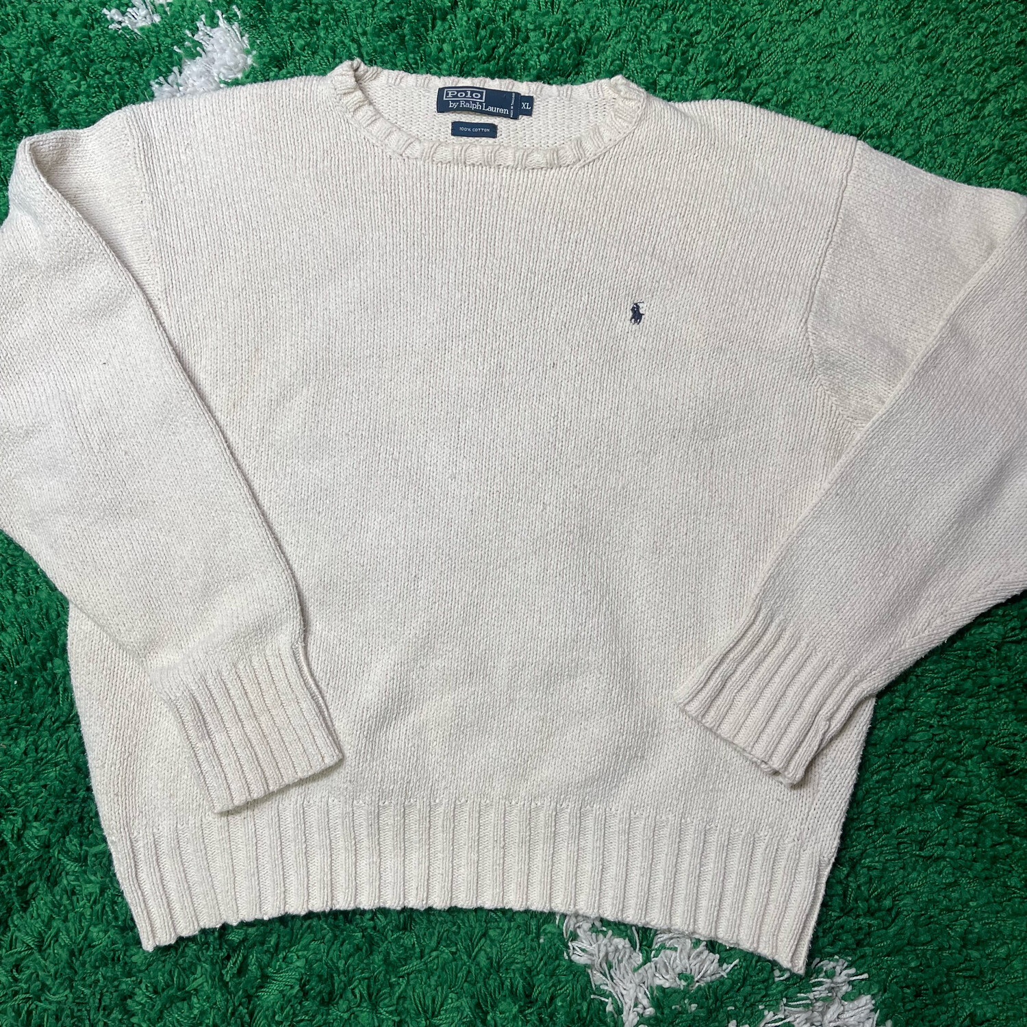 Polo Ralph Lauren White Knit Sweater Size XL
