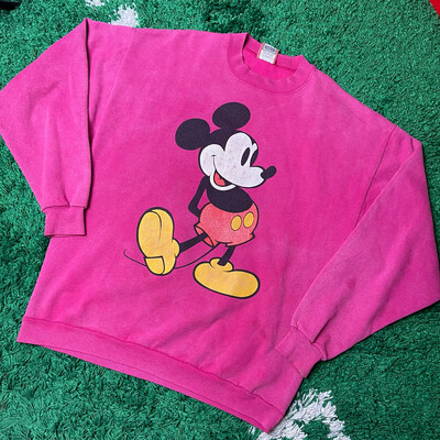 Mickey Mouse Pink Crewneck Sweatshirt Size XL