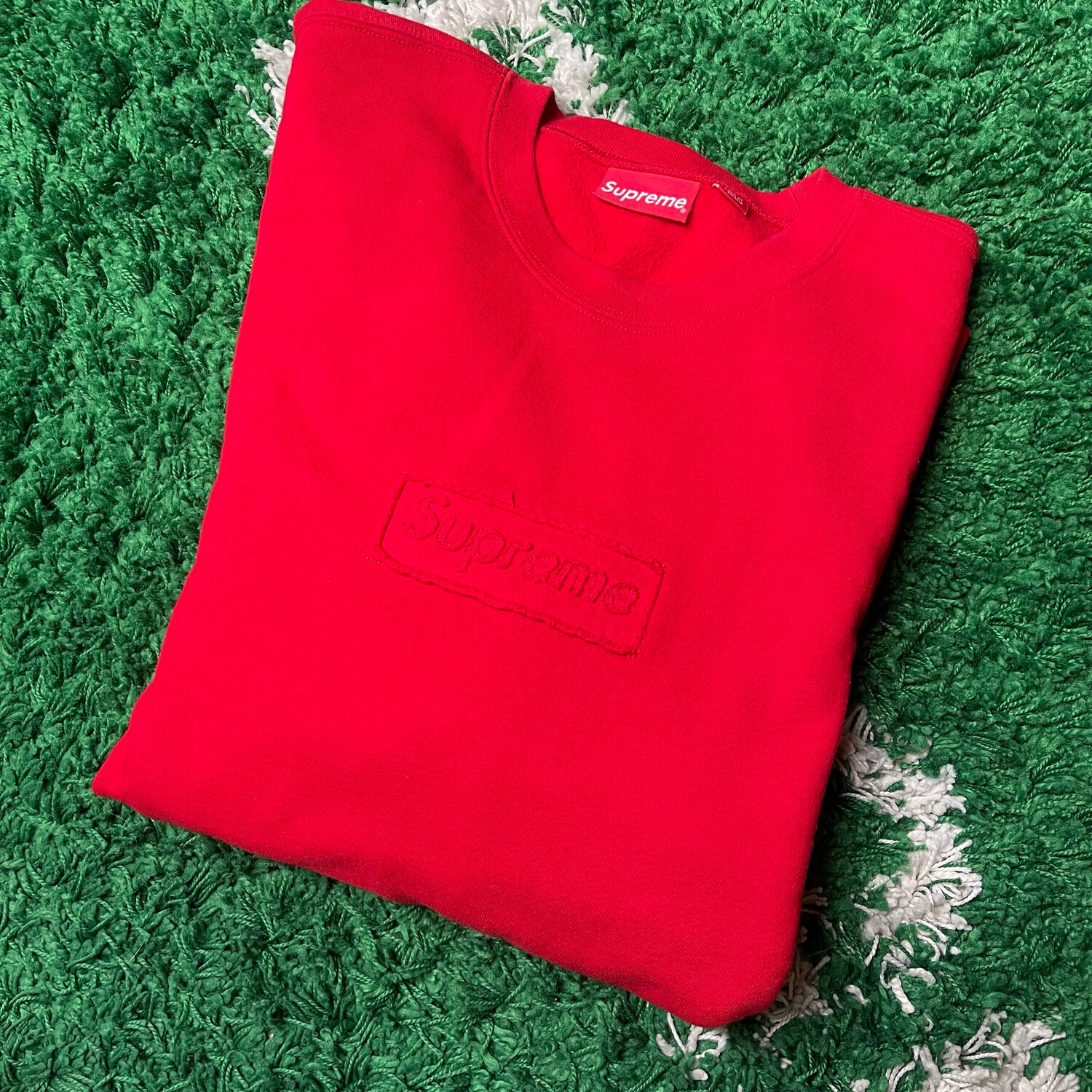 Supreme Cutout Logo Crewneck Red Size XL