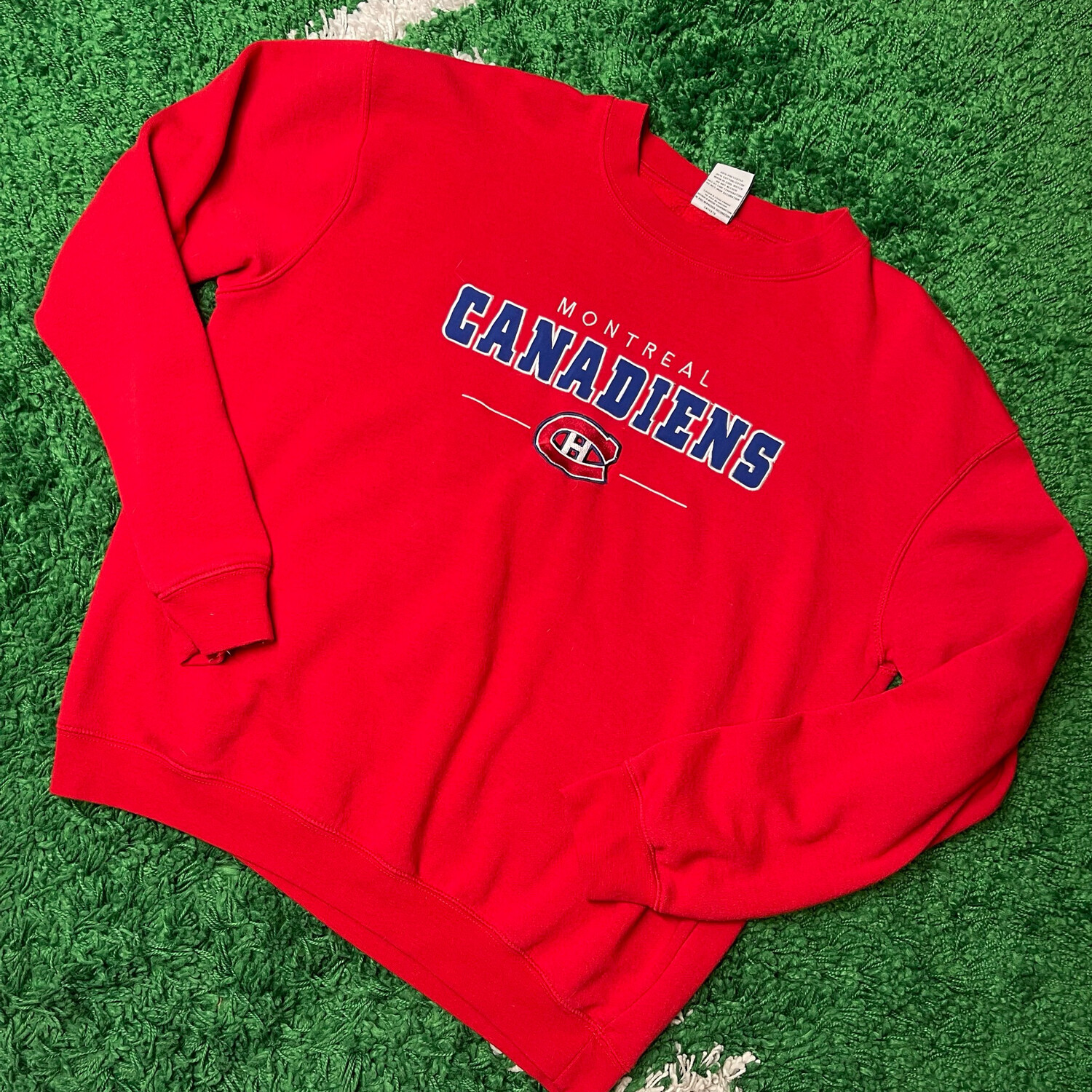 Montreal Canadiens Red Embroidered Crewneck Sweatshirt Size Large