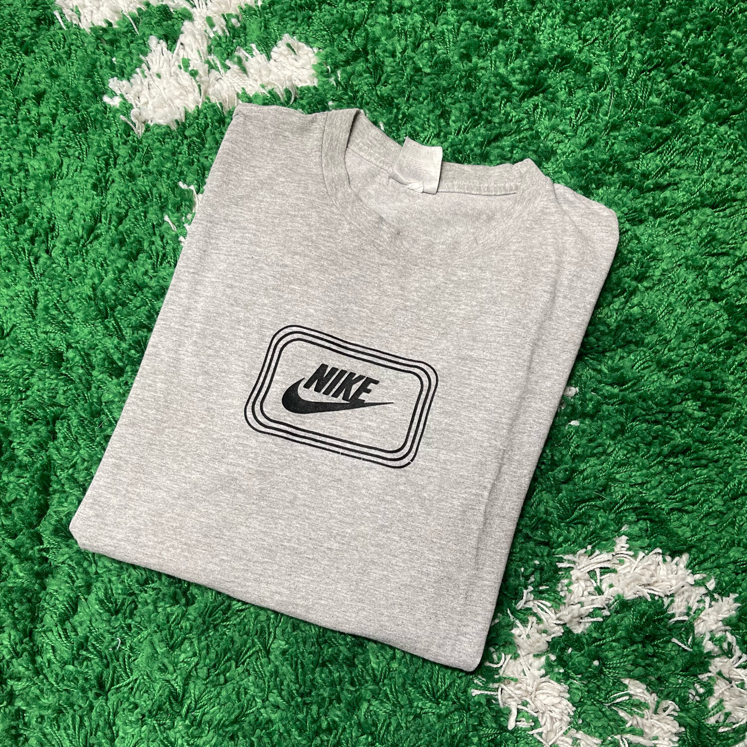 Nike Velvet Square Logo Grey Tee Size Large