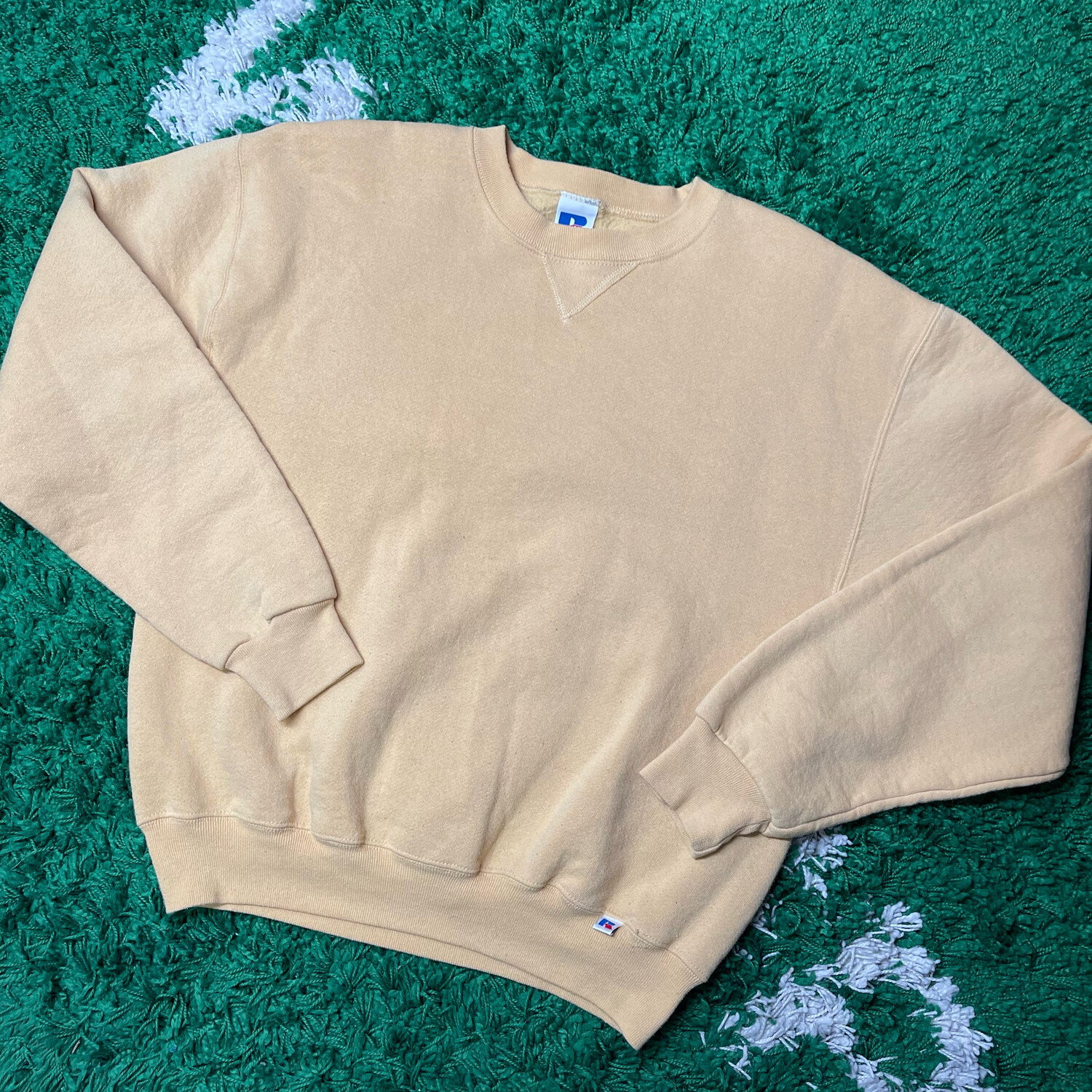 Russel Pale Yellow Blank Crewneck Sweatshirt Size Medium