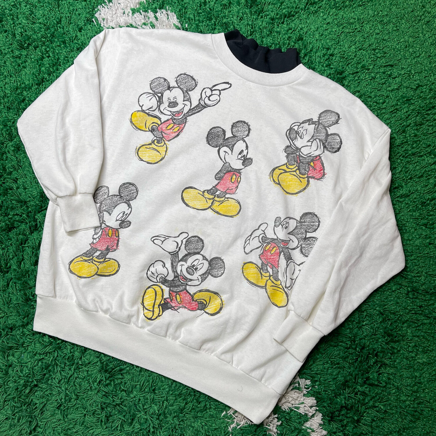 Mickey Mouse Double Collar Crewneck Sweatshirt Size Large