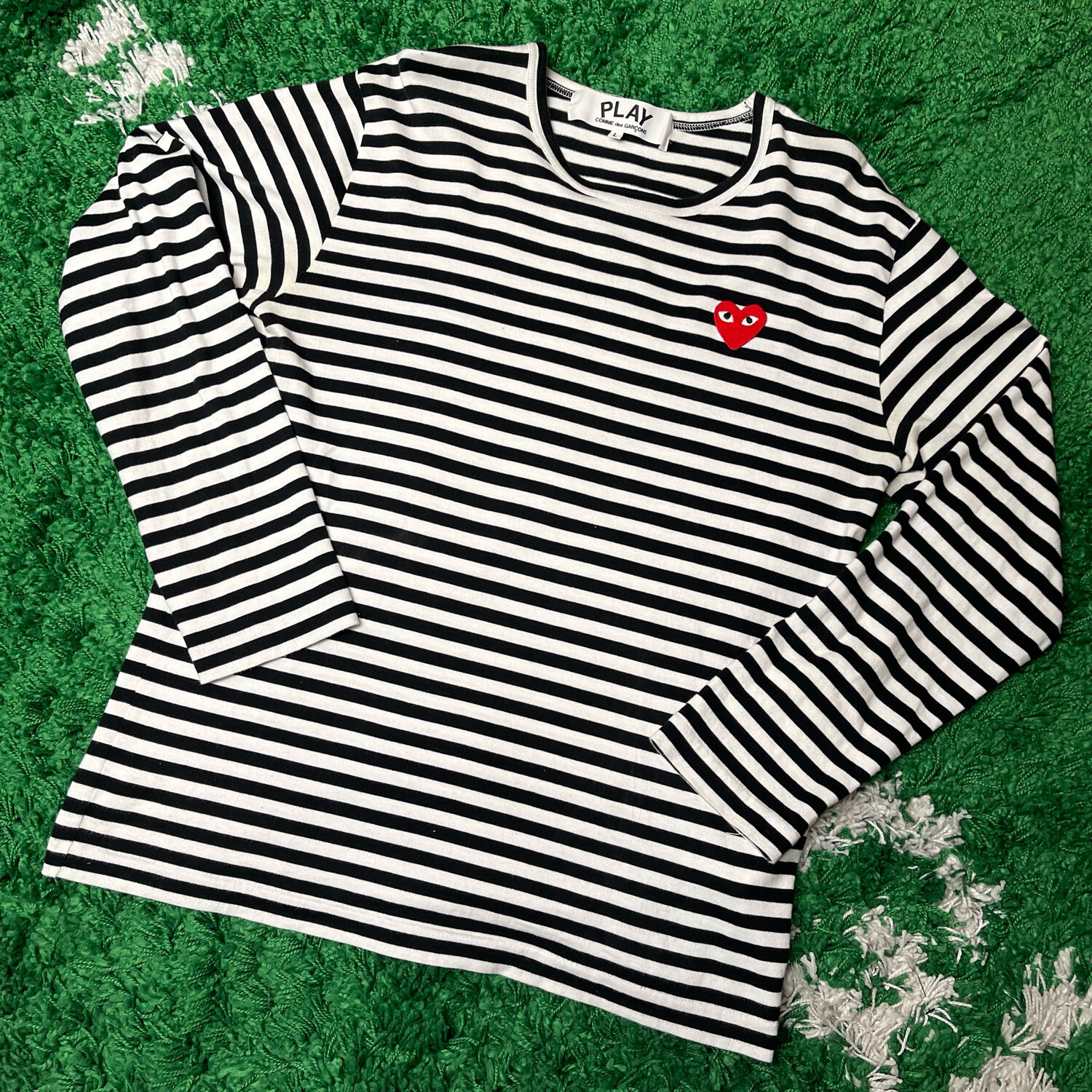 CDG Striped Long Sleeve Shirt Size Large