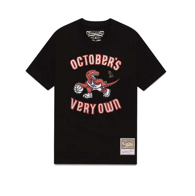 OVO Mitchell And Ness '95 Raptors Draft Day T-Shirt Black Size Large