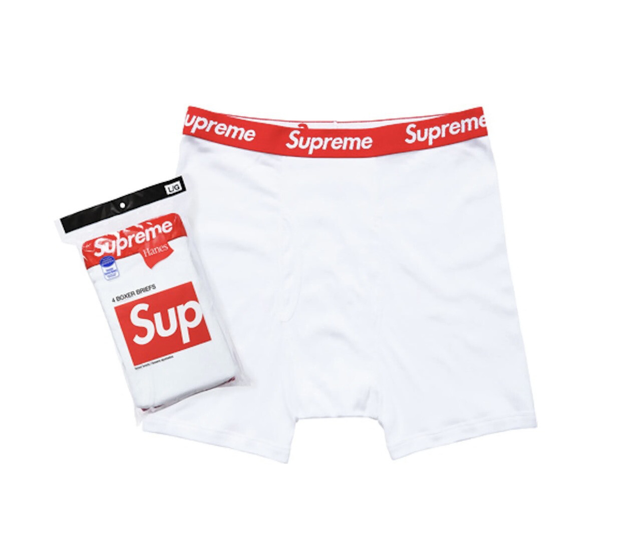 Supreme Hanes Boxer Briefs (4 Pack) White Size XL 