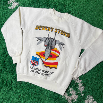 Desert Storm White Crewneck Sweatshirt Size Small