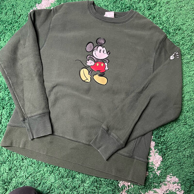 Mickey Mouse Disney Green Crewneck Sweatshirt Size Large