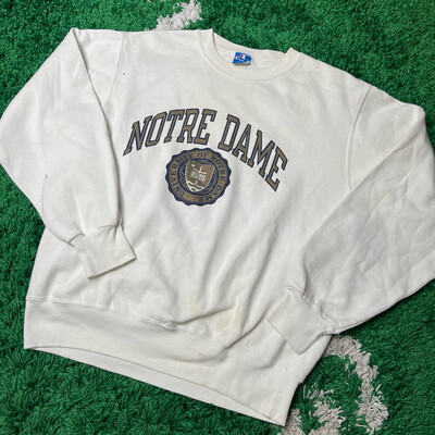 Notre Dame White Champion Crewneck Sweatshirt Size Large
