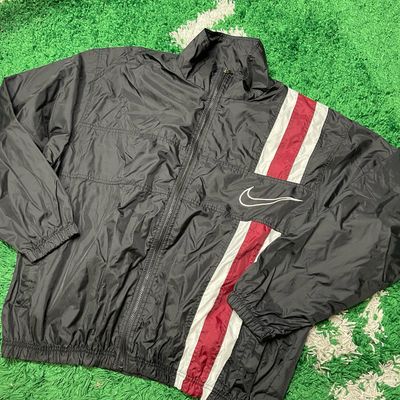 Nike Black Burgundy Windbreaker Jacket Size XL