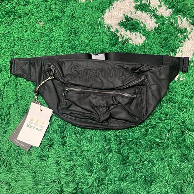 Supreme Barbour Waxed Cotton Waist Bag Black