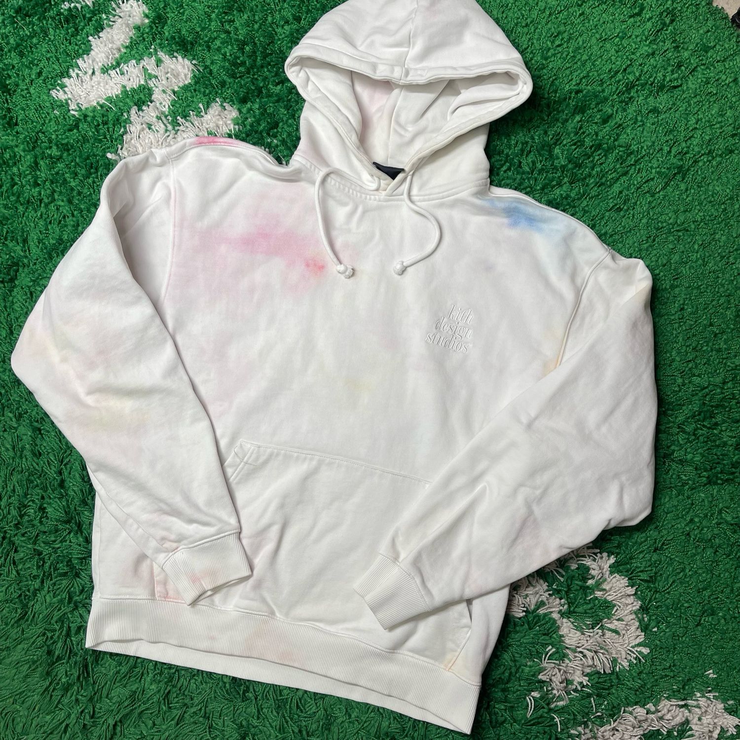 Kith Tie Dye Williams III Hoodie White/Red Size Medium