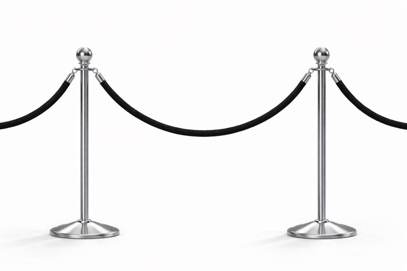 5ft Black Velvet Rope with Silver Stanchions