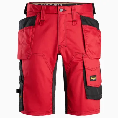 Short en Stretch avec poches holster SNICKERS 6141 rouge piment-noir