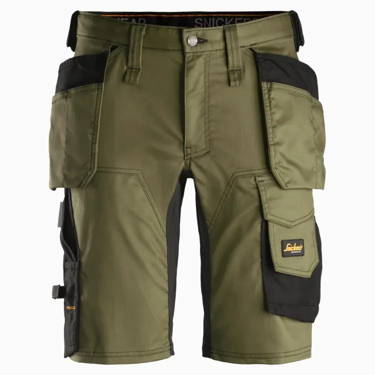 Short en Stretch avec poches holster SNICKERS 6141 vert kaki-noir