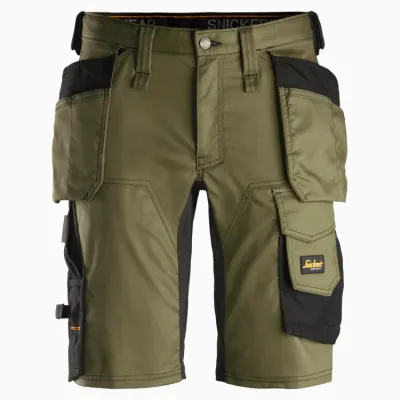 Short en Stretch avec poches holster SNICKERS 6141 vert kaki-noir