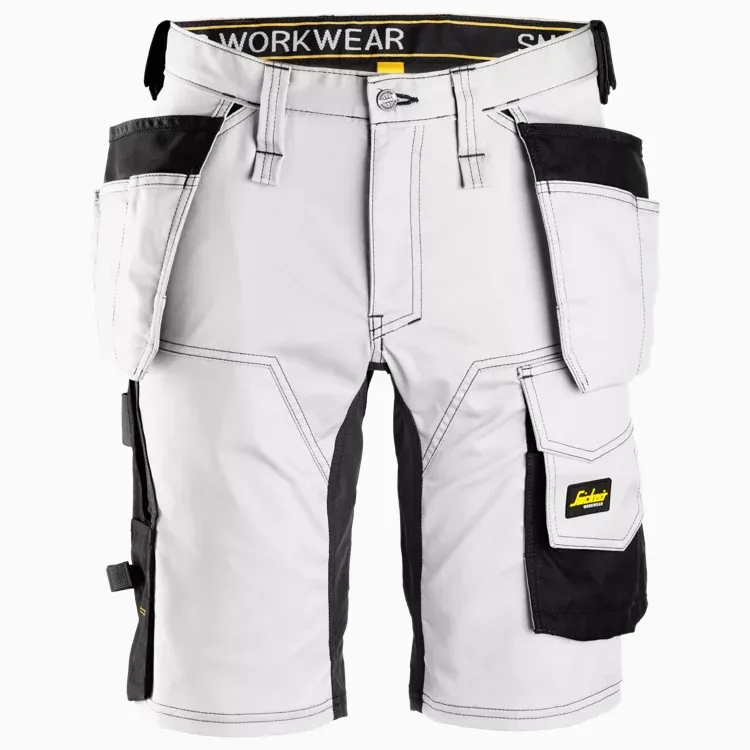 Short en Stretch avec poches holster SNICKERS 6141 blanc noir