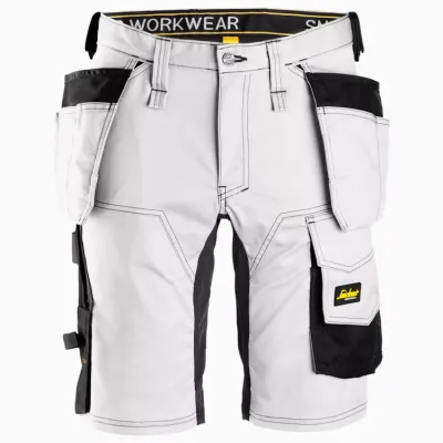 Short en Stretch avec poches holster SNICKERS 6141 blanc noir
