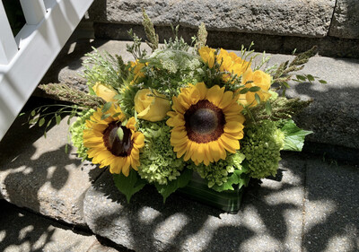 $125 Long and Low Fresh Flower Fall/Thanksgiving Centerpiece Arrangement