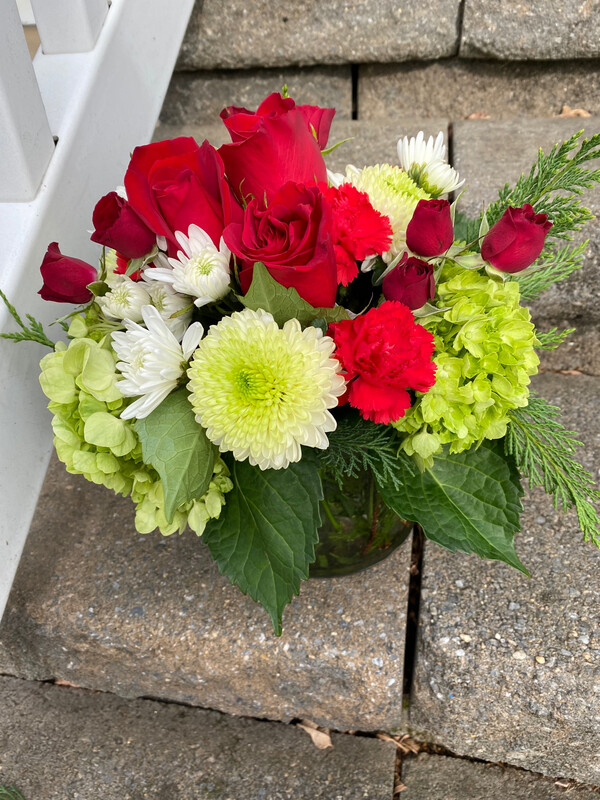 $75 Christmas Fresh Flower Centerpiece Arrangement