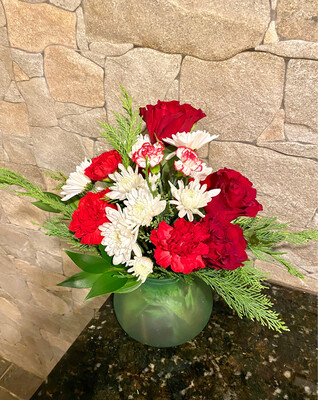 $65 Christmas Fresh Flower Vase Arrangement  