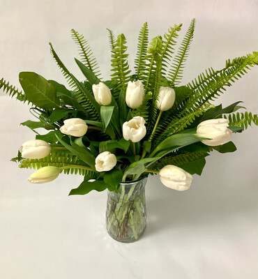 $65 Tulip Fresh Flower Vase Arrangement - Color May Vary