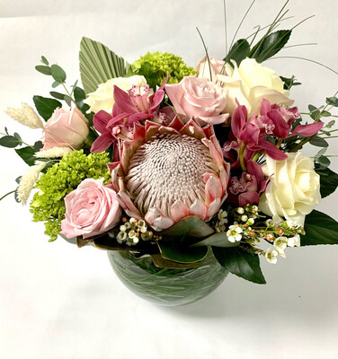 $200 Mixed Tropical Fresh Flower Vase Arrangement