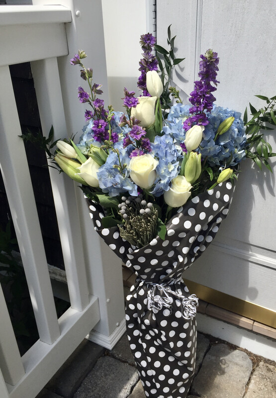 $80 Seasonal Wrapped Fresh Flower Bouquet (no vase)