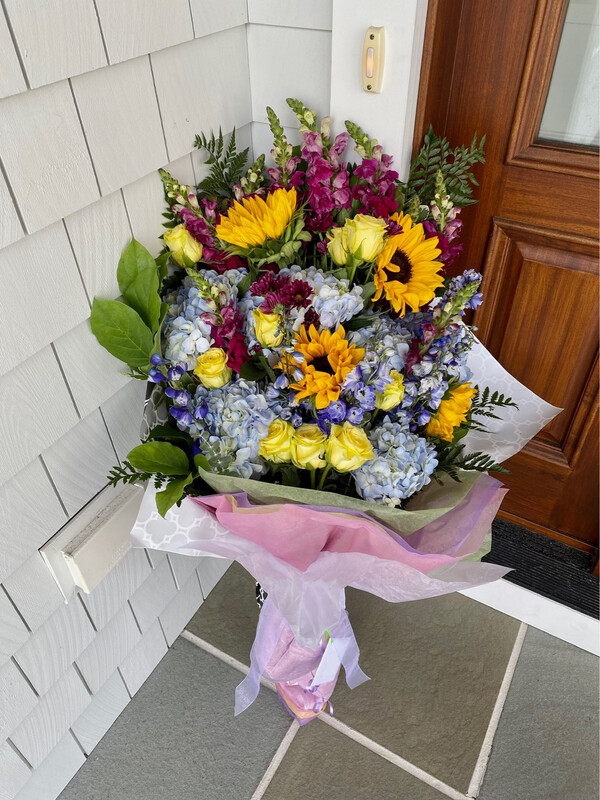 $200 Seasonal Wrapped Fresh Flower Bouquet (no vase)