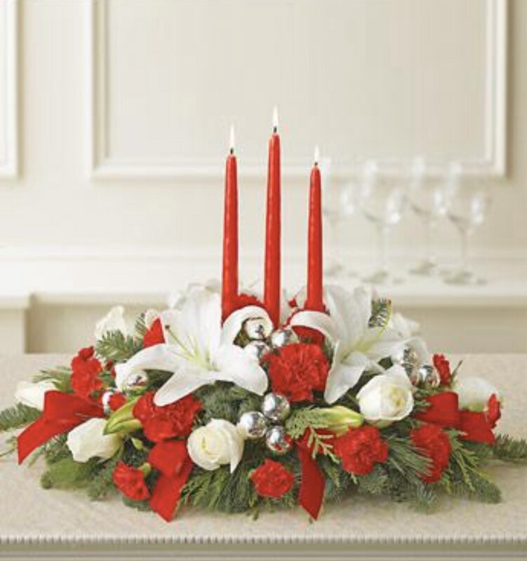 $225 Christmas Fresh Flower Centerpiece Arrangement